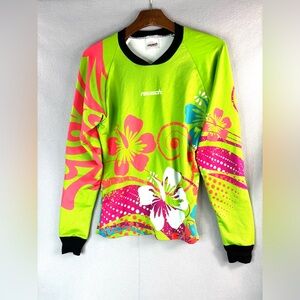 Reusch S Women's Neon Soccer Jersey Floral Long Sleeve Top - Elbow Pads